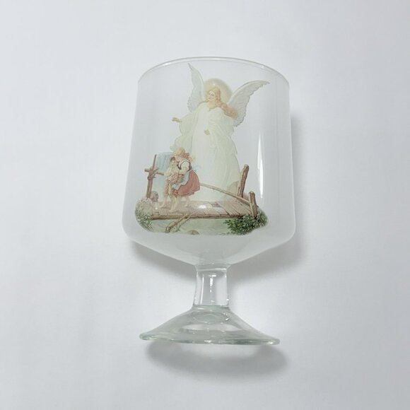 Vintage Wine Glass Cocktail Drink Angel Wing Guardian Mother Milky Frosty Cold - Picture 2 of 12